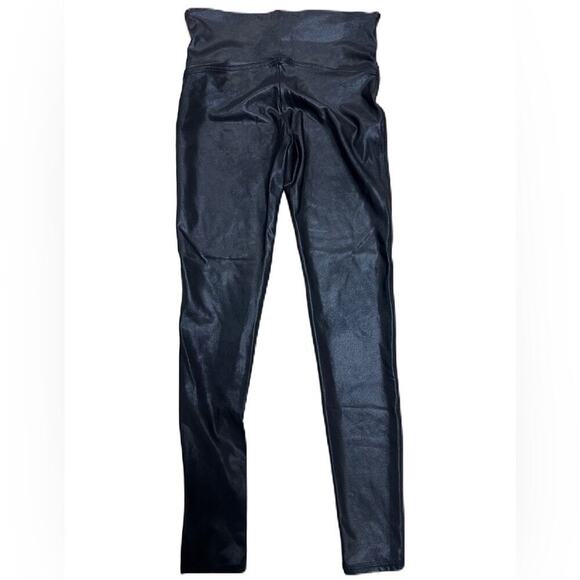 Spanx Black Faux Leather Tummy Control Leggings 2437 Sz Large MSRP $98 - Picture 3 of 4